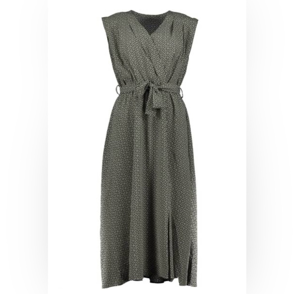 bishop + young Black and White Textured Midi Dress